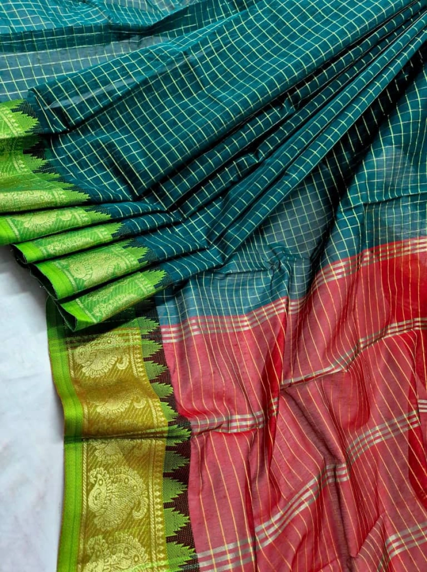 Premium Tangail Madurai Half Silk Saree – Artistic Zari Collection