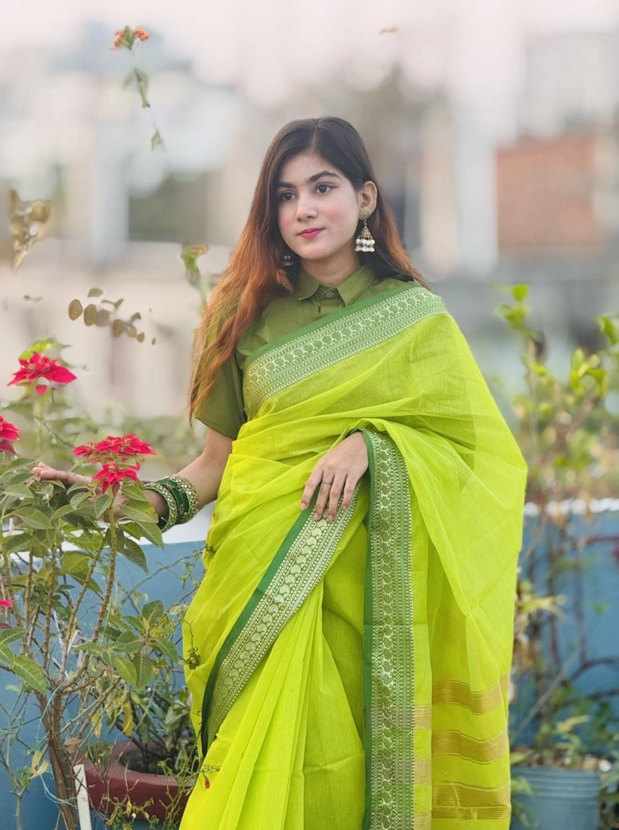 Green Am pair Tangail Halfsilk Saree