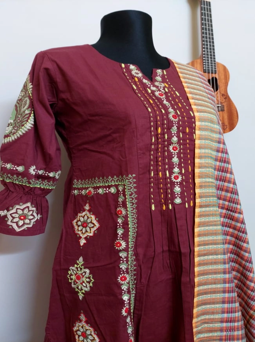 Burgundy Heritage Artisan Kurta Set