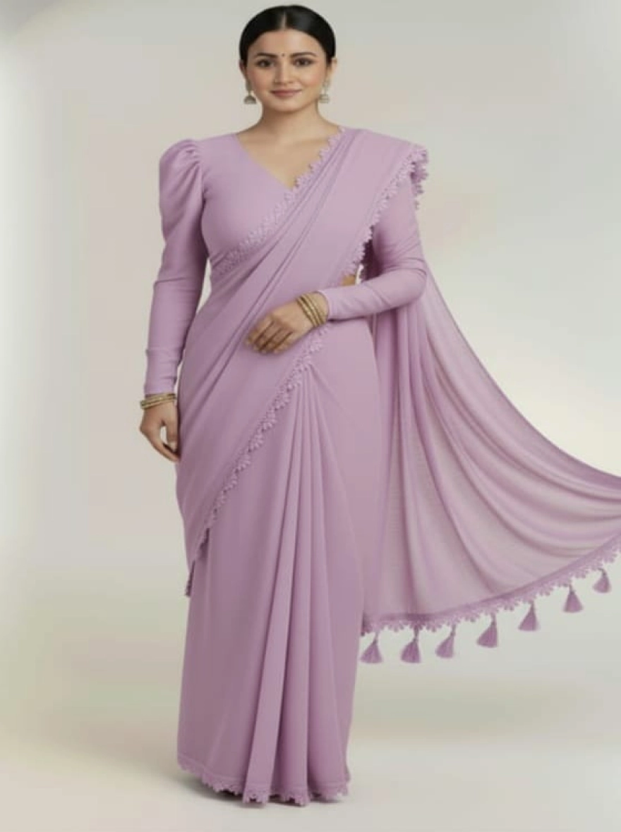 Soft Premium Georgette Saree with Tassel Pallu & Matching Blouse Piece