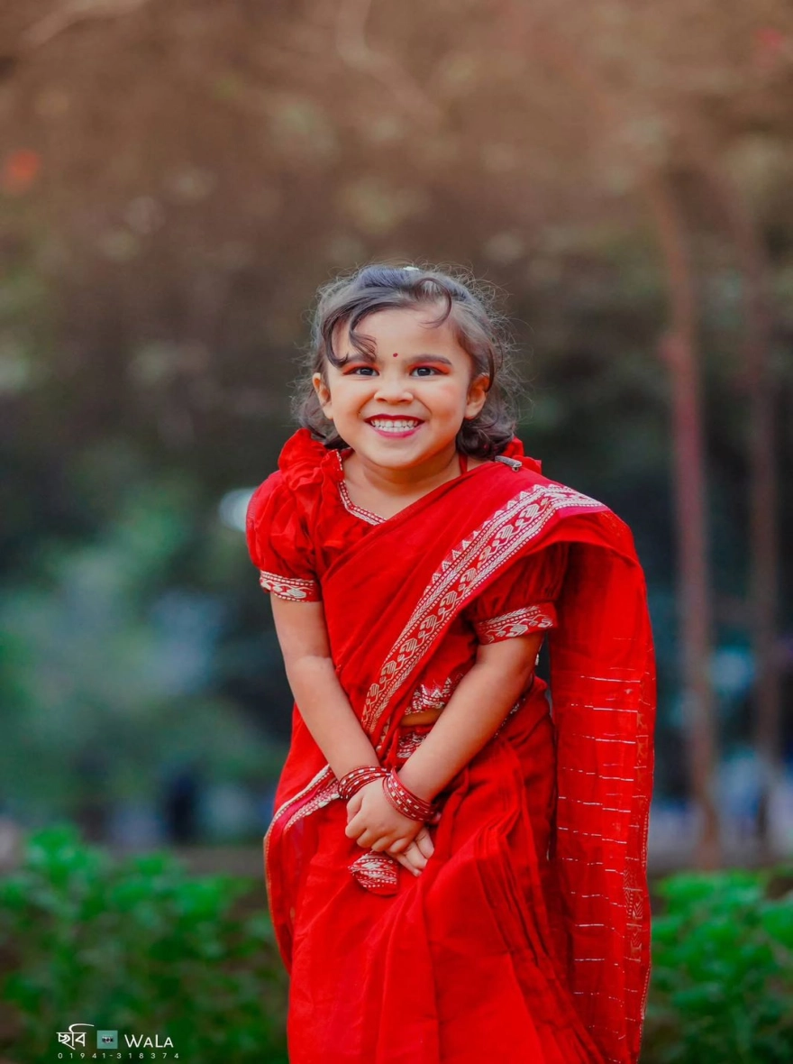 Princess Exclusive Nakshi Pair Saree - Traditional Maroon Half Silk for Women & Kids