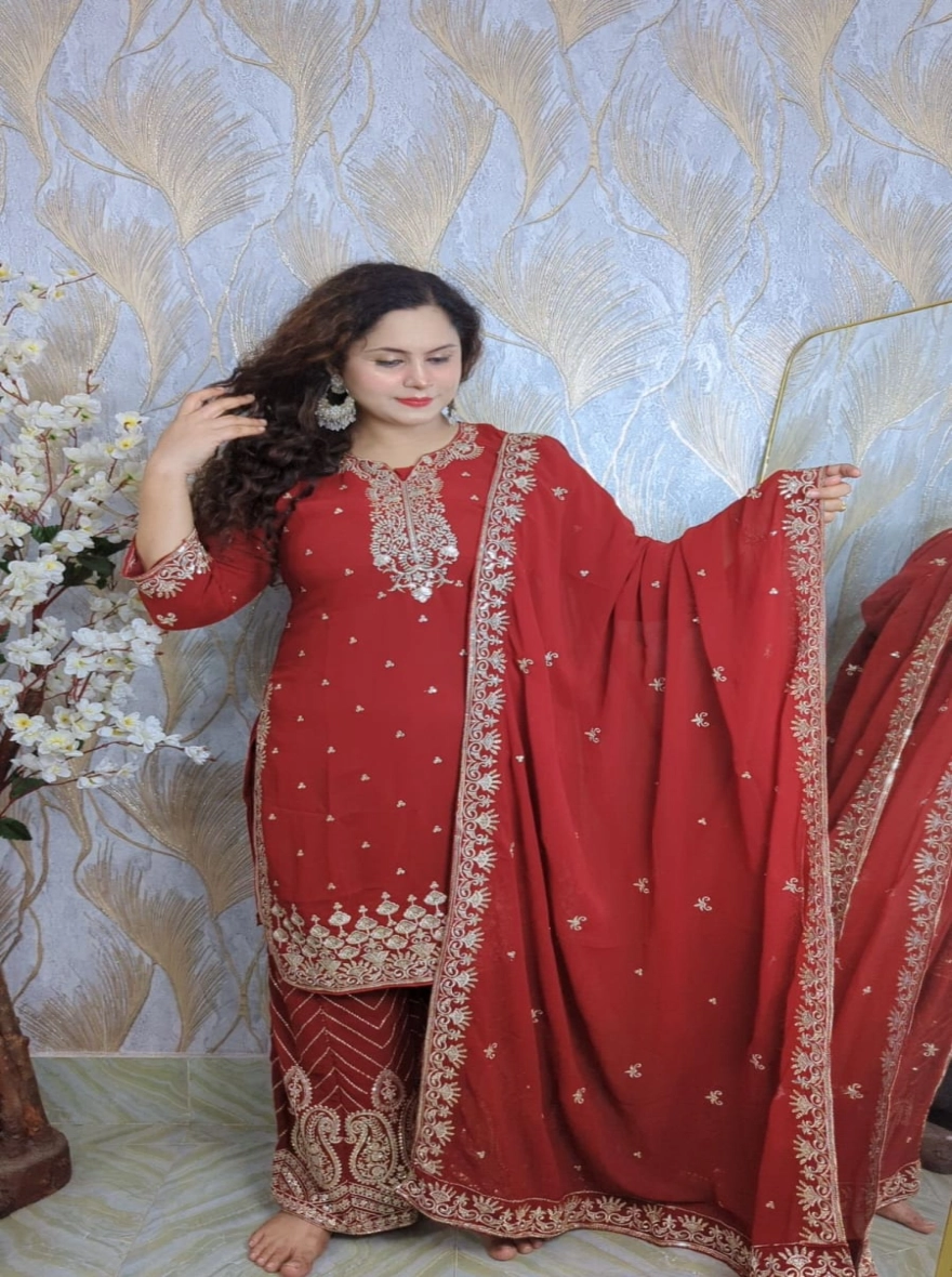 Premium Pakistani Design Georgette Readymade Three-Piece Set