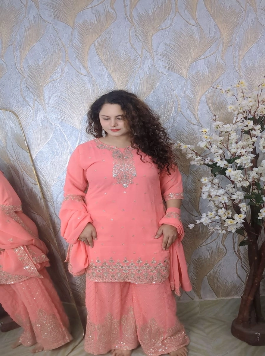 Regal Maroon Pakistani Design Premium Georgette Readymade Gharara Set