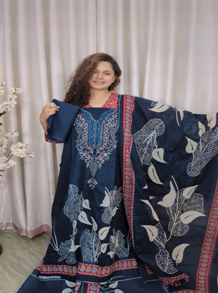 Premium Digital Printed Zam Zam Cotton Unstitched Three-Piece