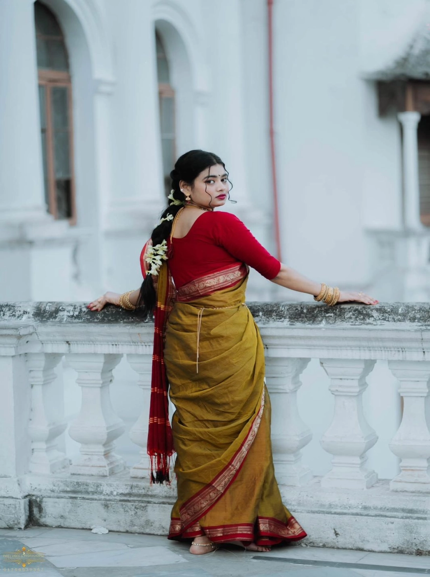 Women's Eid Special Trendy Cotton Mashlaish Saree - Earthy "Mati" Tone