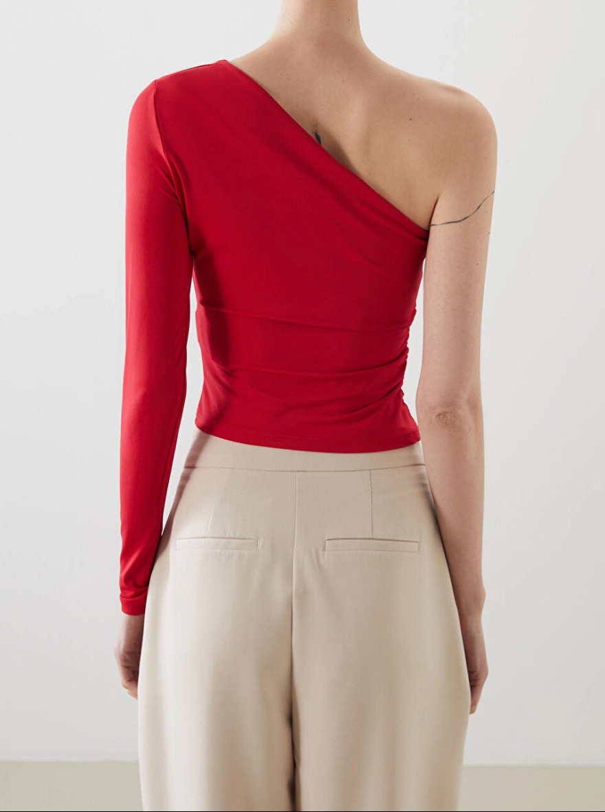 Slash Neck Crop Top | Chilli Red