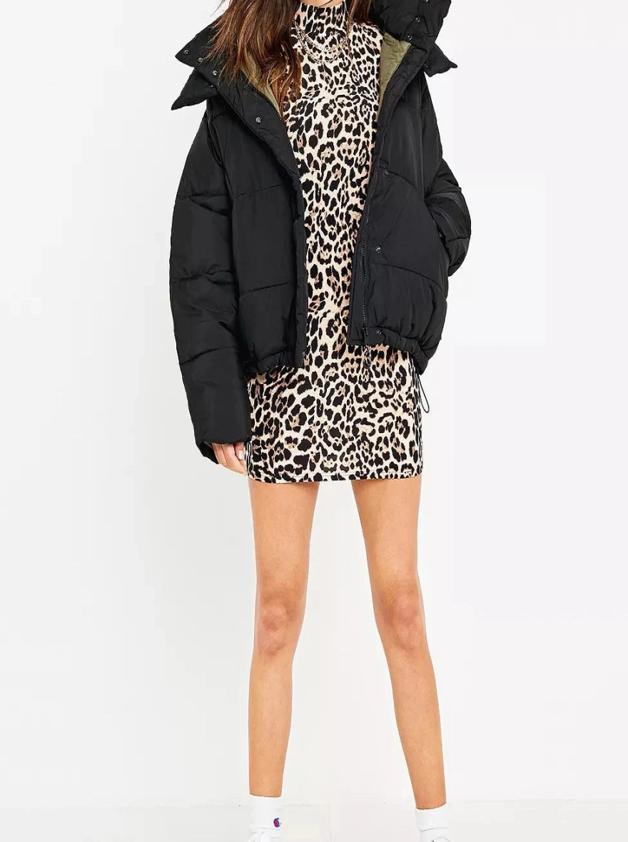 Leopard Print Funnel Neck Dress | Long Sleeve Women’s Dress