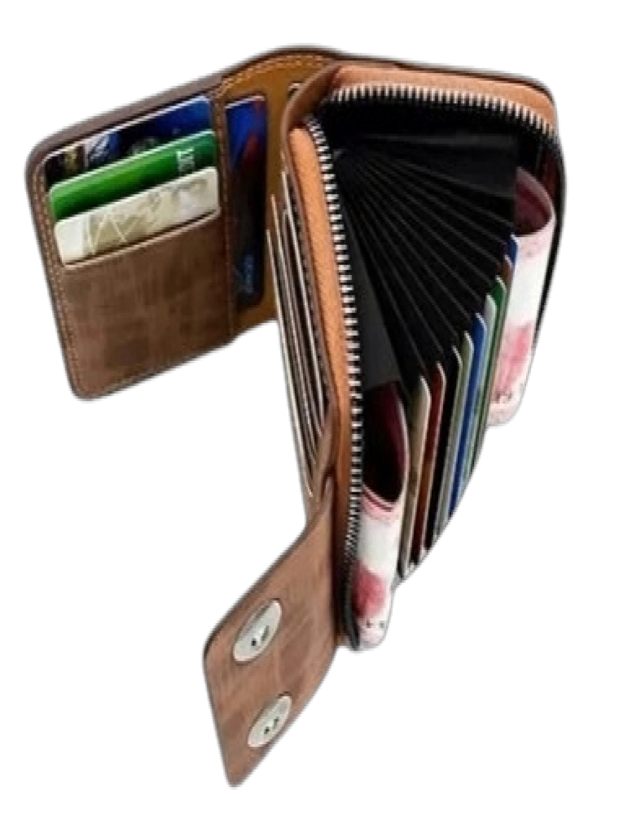Premium PU Leather Multi-Slot Card Holder & Wallet – Coffee