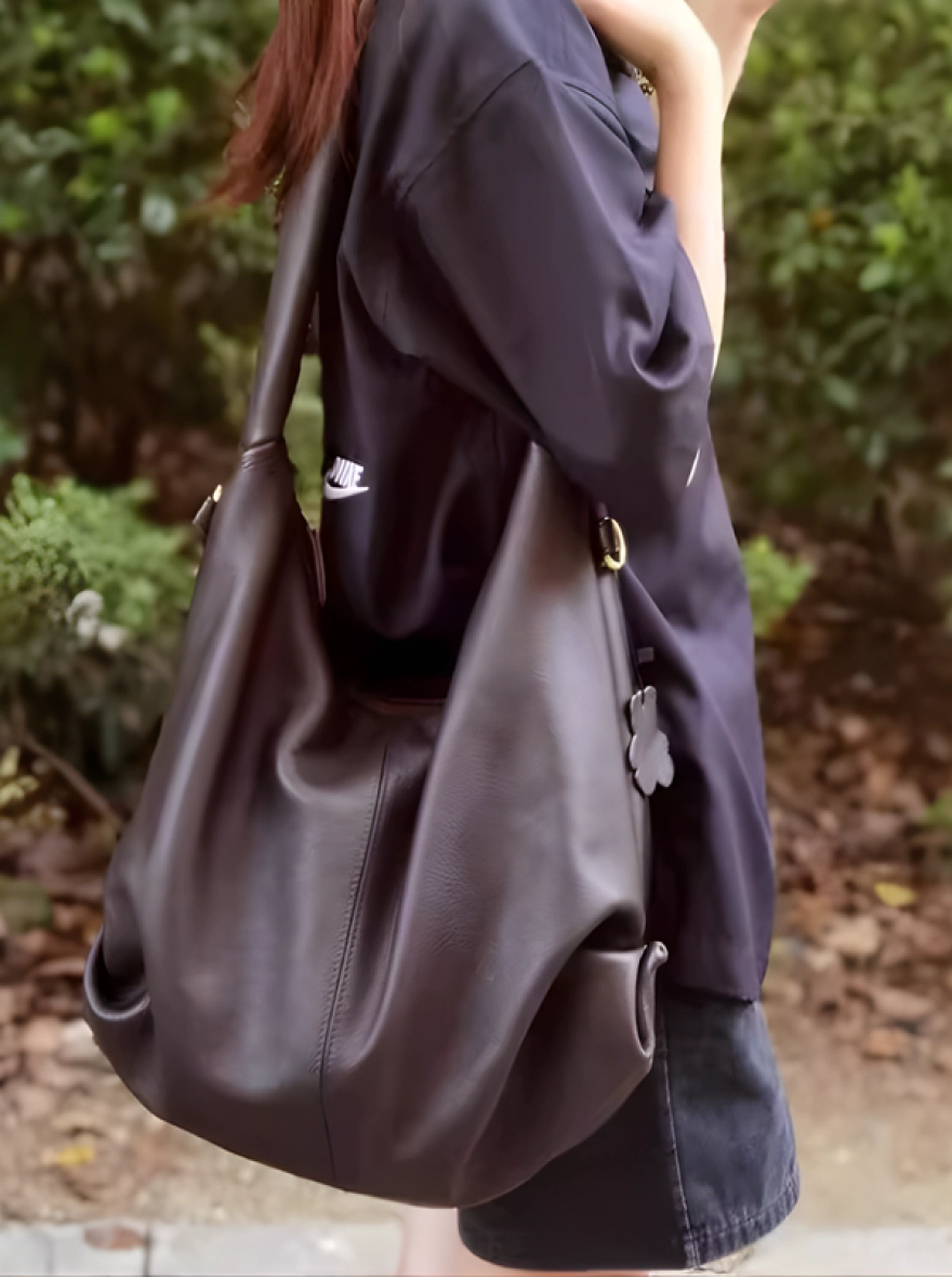 Minimalist Slouchy Hobo Shoulder Bag – Deep Espresso