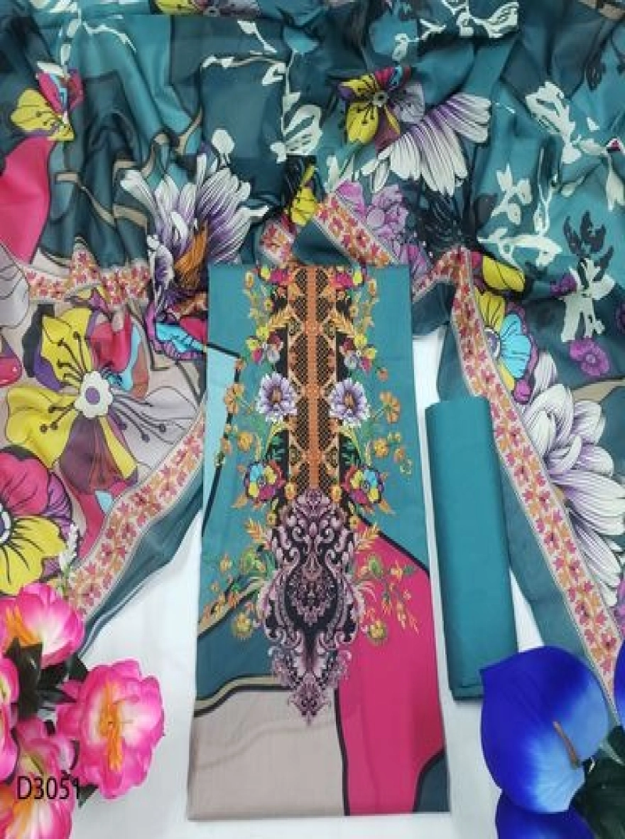 Premium Quality Digital Print  Unstitch 3 Pieces-D3051