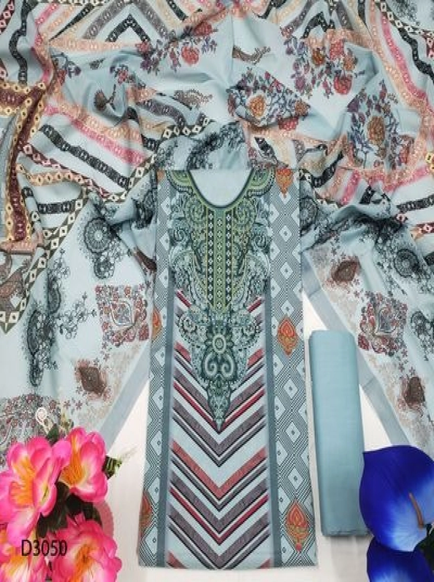 Premium Quality Digital Print  Unstitch 3 Pieces-D3050