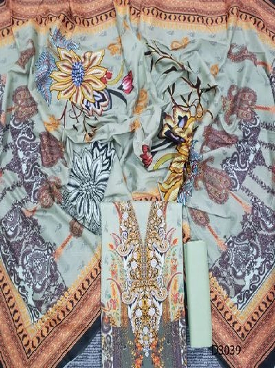 Premium Quality Digital Print  Unstitch 3 Pieces-D3039