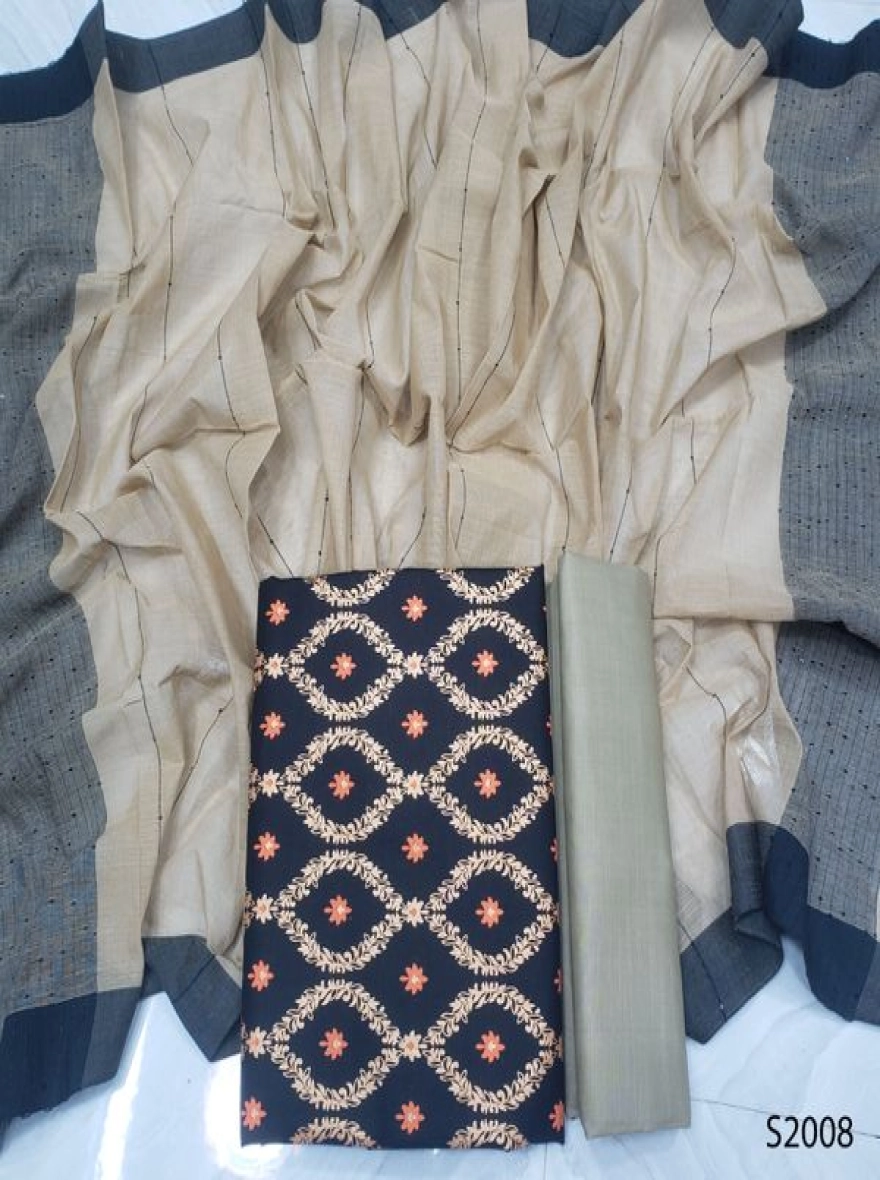 Premium Quality Unstitch 3 Pieces-S2008