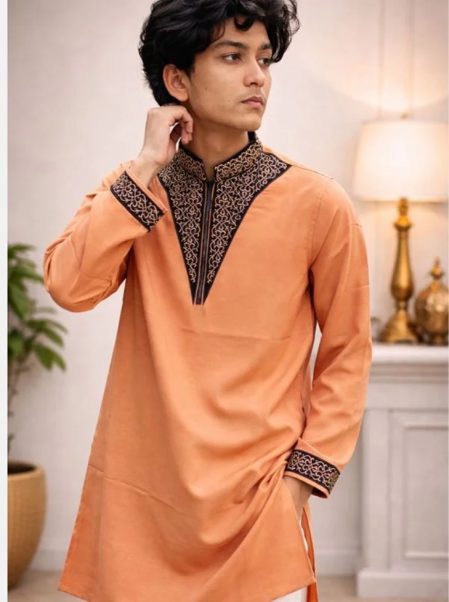 Emerald Royal Cotton Embroidery Panjabi