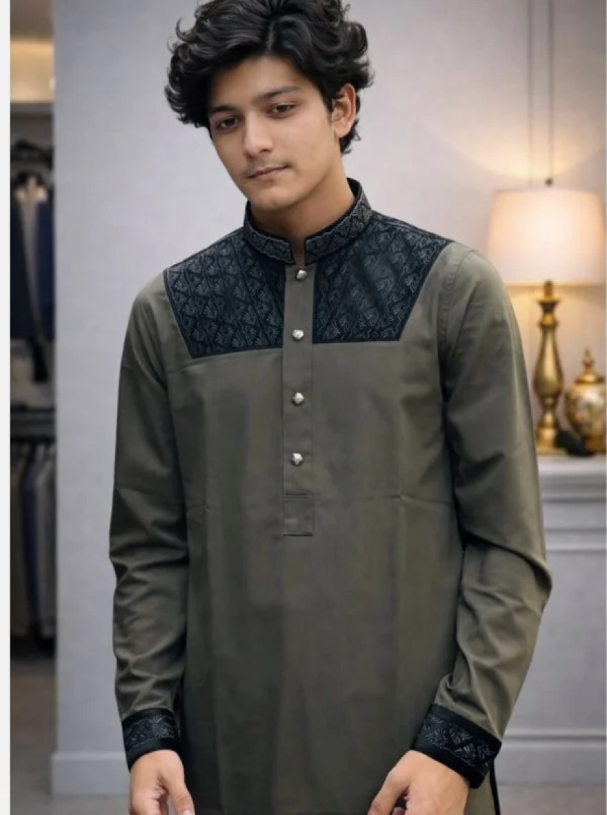 Onyx Black Elite Embroidery Panjabi