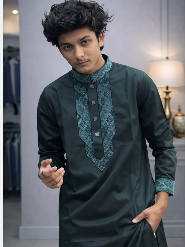 Imperial Maroon Premium Cotton Embroidery Panjabi