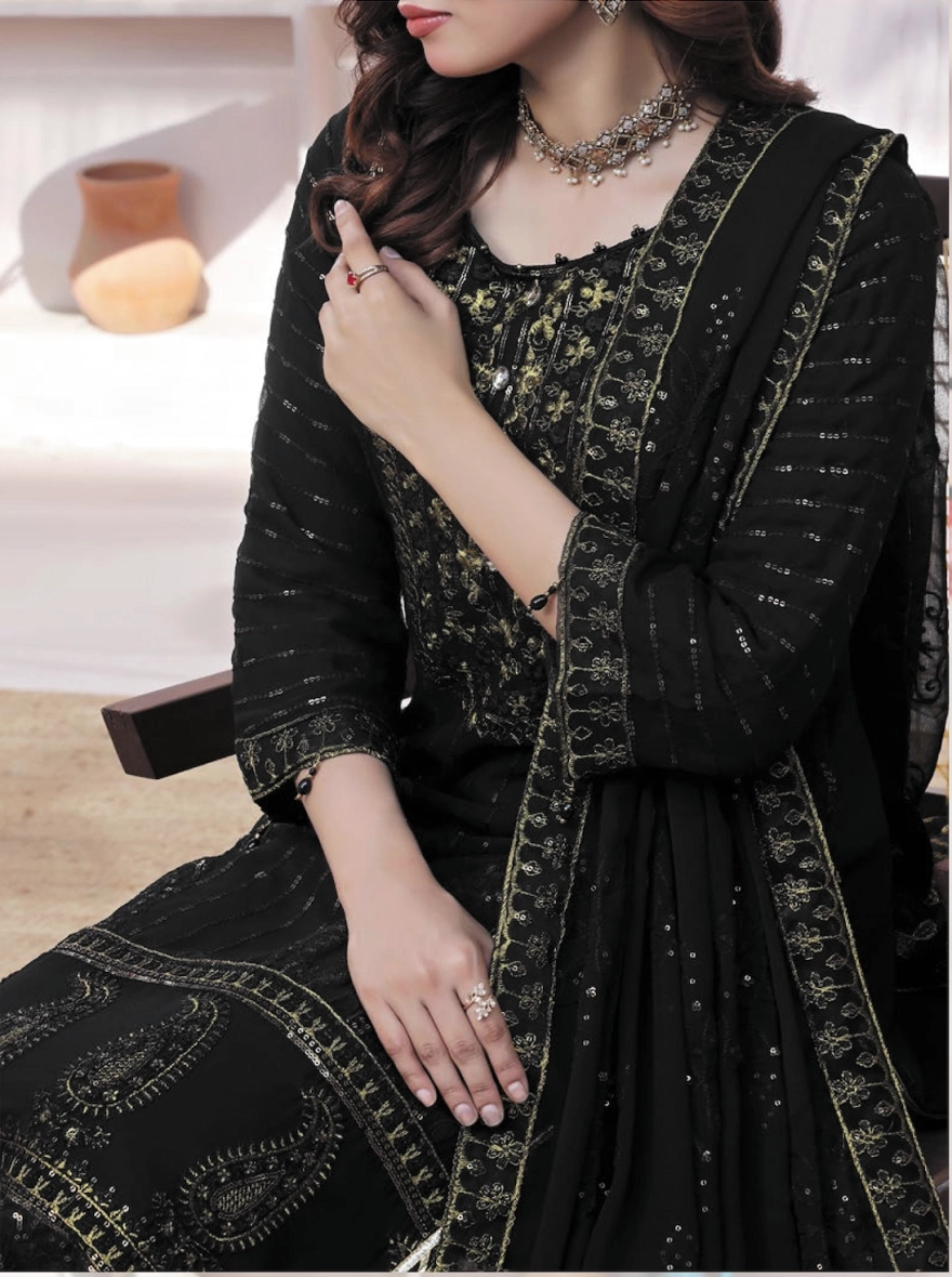 Dastaan by Bin Khalid Luxury Embroidered Chiffon 3-Piece Suit