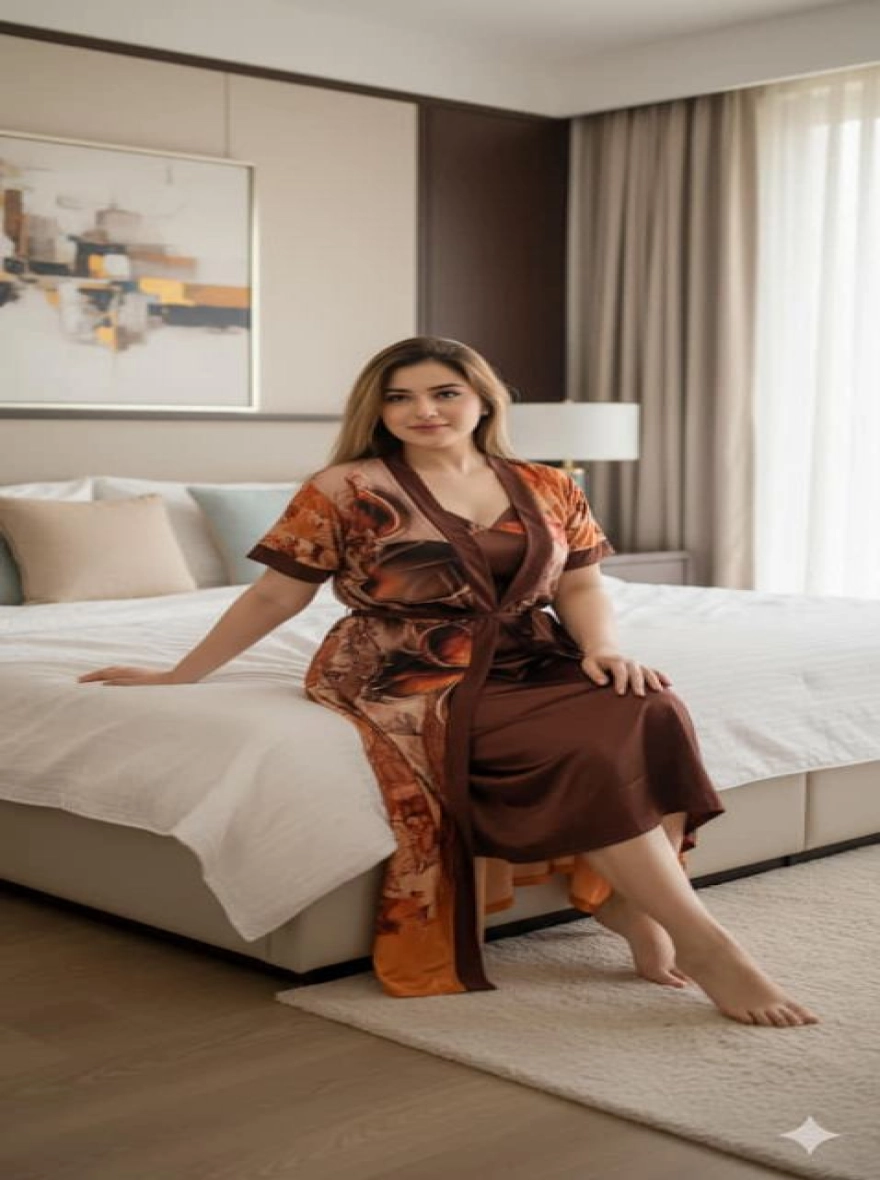 Rose Radiance Satin 2-Piece Nightdress