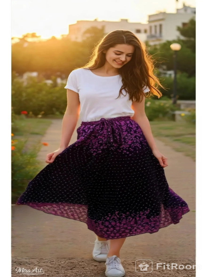 Polyster fabrics print skirt for teenager girls