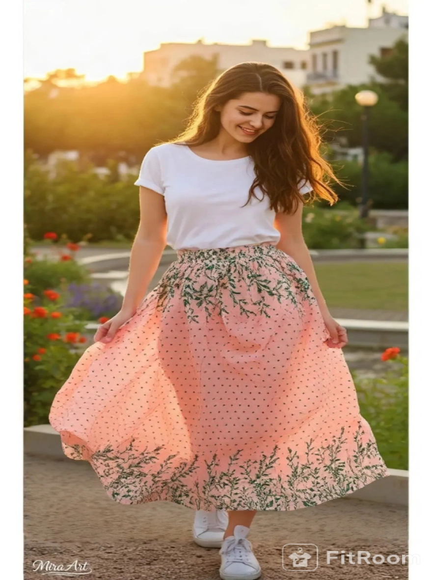 Polyster fabrics print skirt for teenager girls
