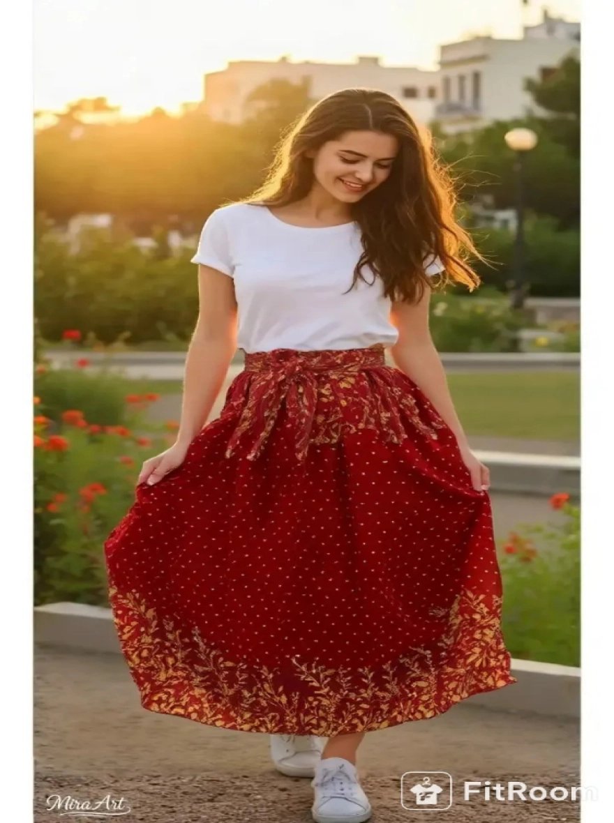 Polyster fabrics print skirt for teenager girls