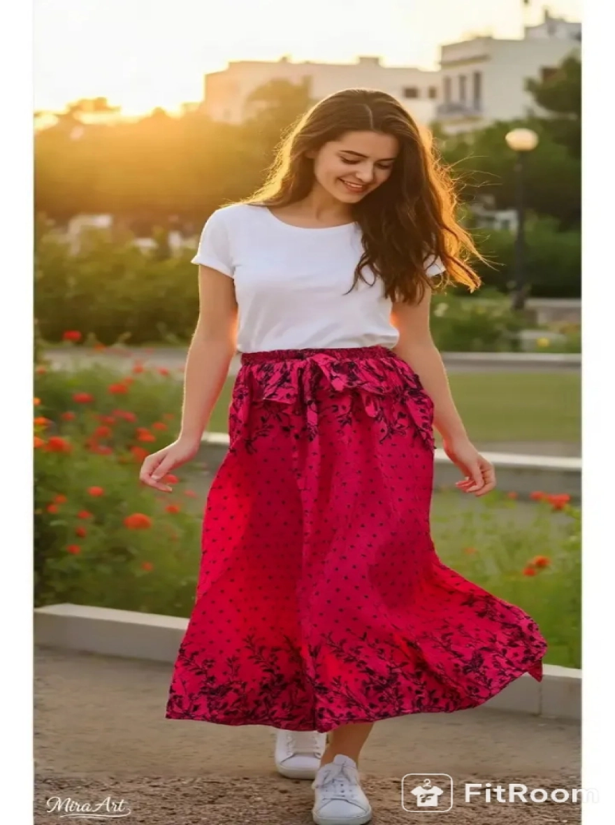 Polyster fabrics print skirt for teenager girls