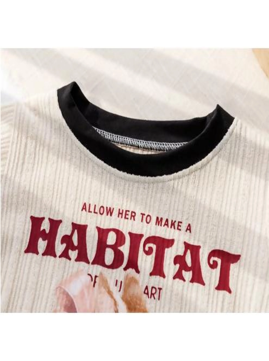 Imported Rabbit Lace Up Bow Kids Short Sleeve T-Shirt (China)