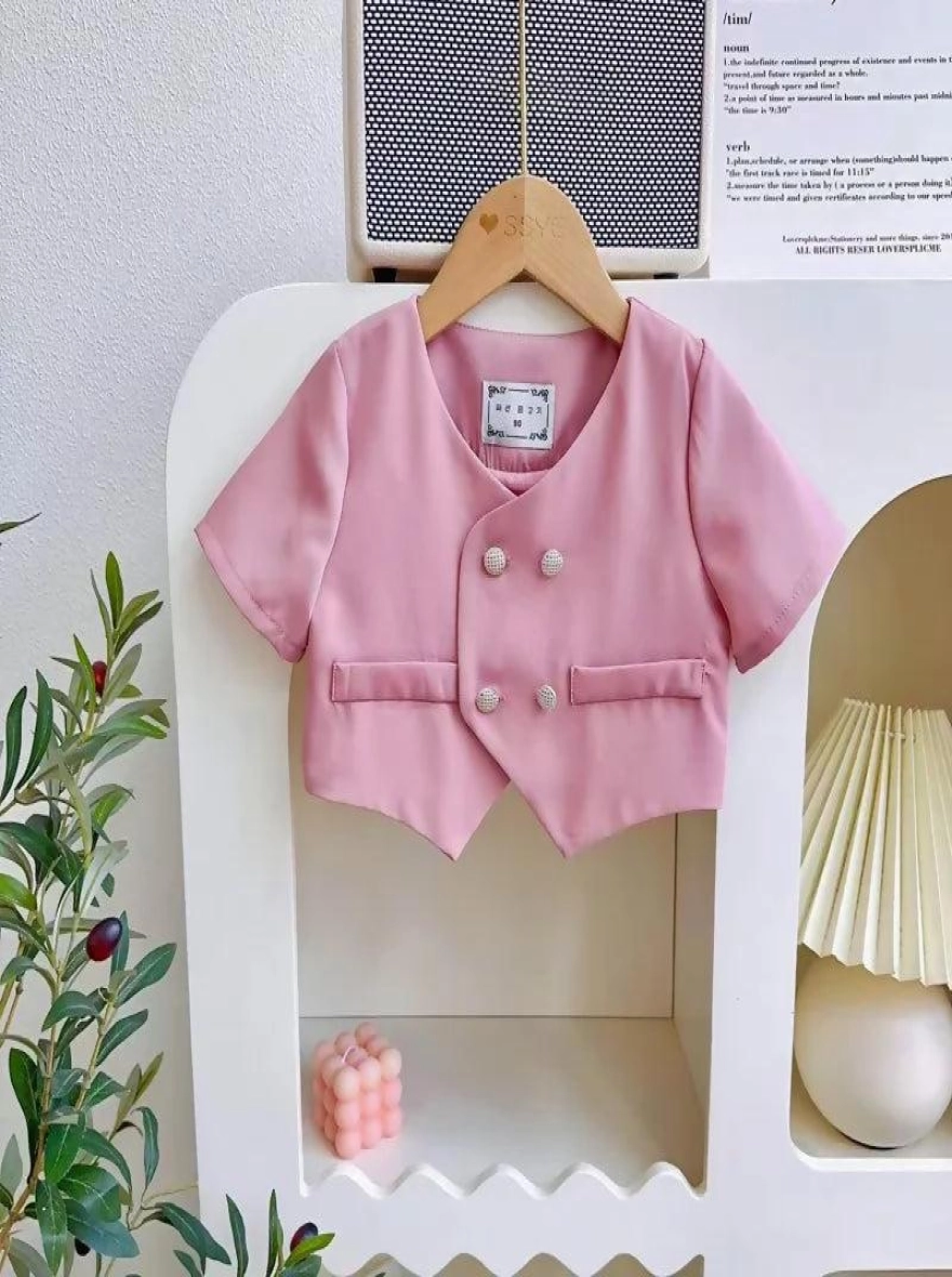 Imported Solid Pink Color Cotton Casual Clothing Set (China)
