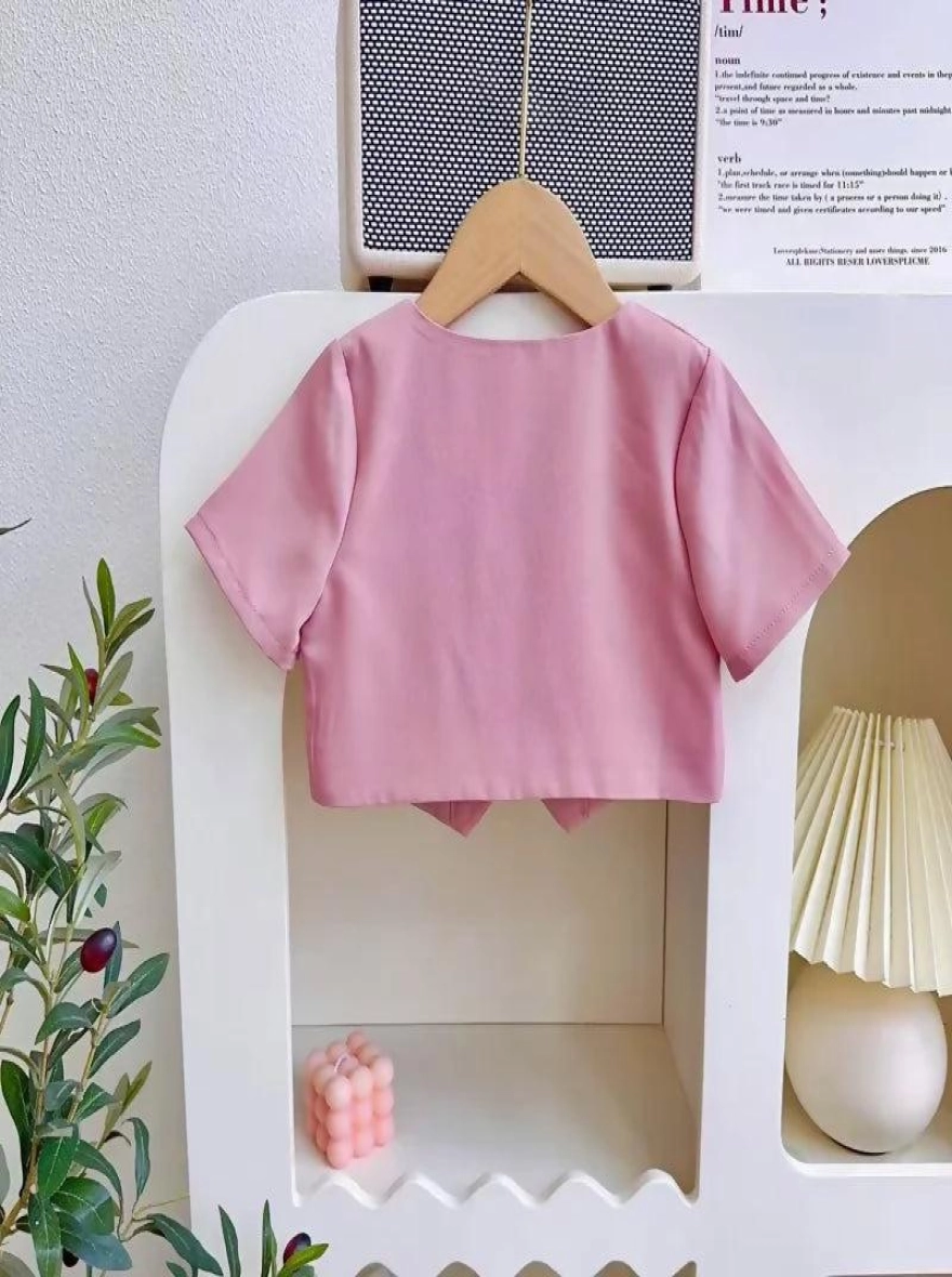 Imported Solid Pink Color Cotton Casual Clothing Set (China)