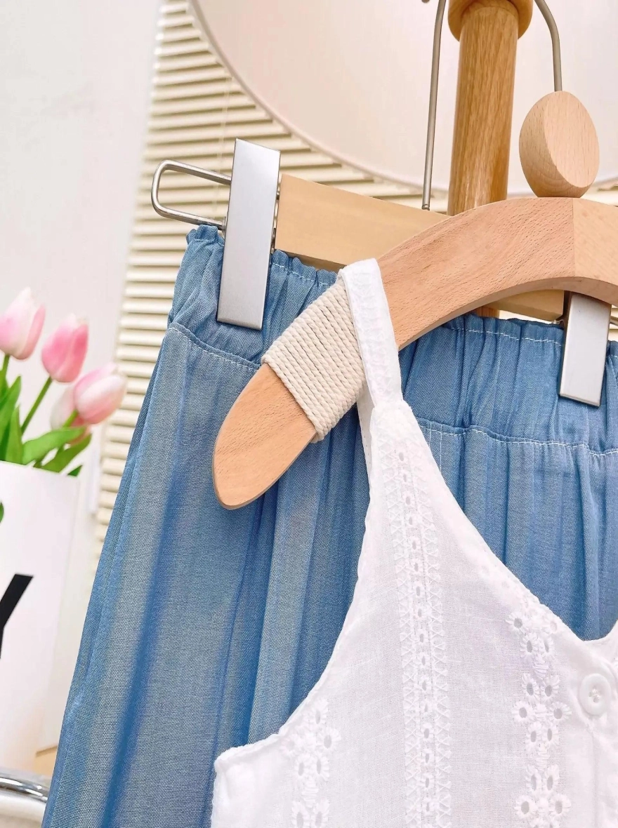 Imported Casual White Tops & Denim Pant Set (China)