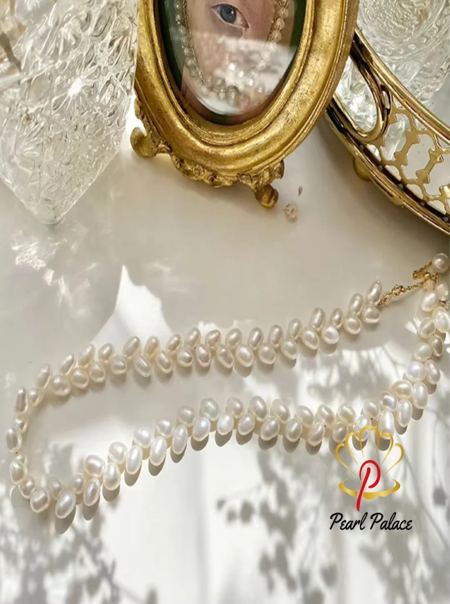 Wheat Ear Pearl Shape 6-7mm Freshwater Pearls 925 Sterling Silver Necklace Fashion Fine Jewelry Gifts For Women