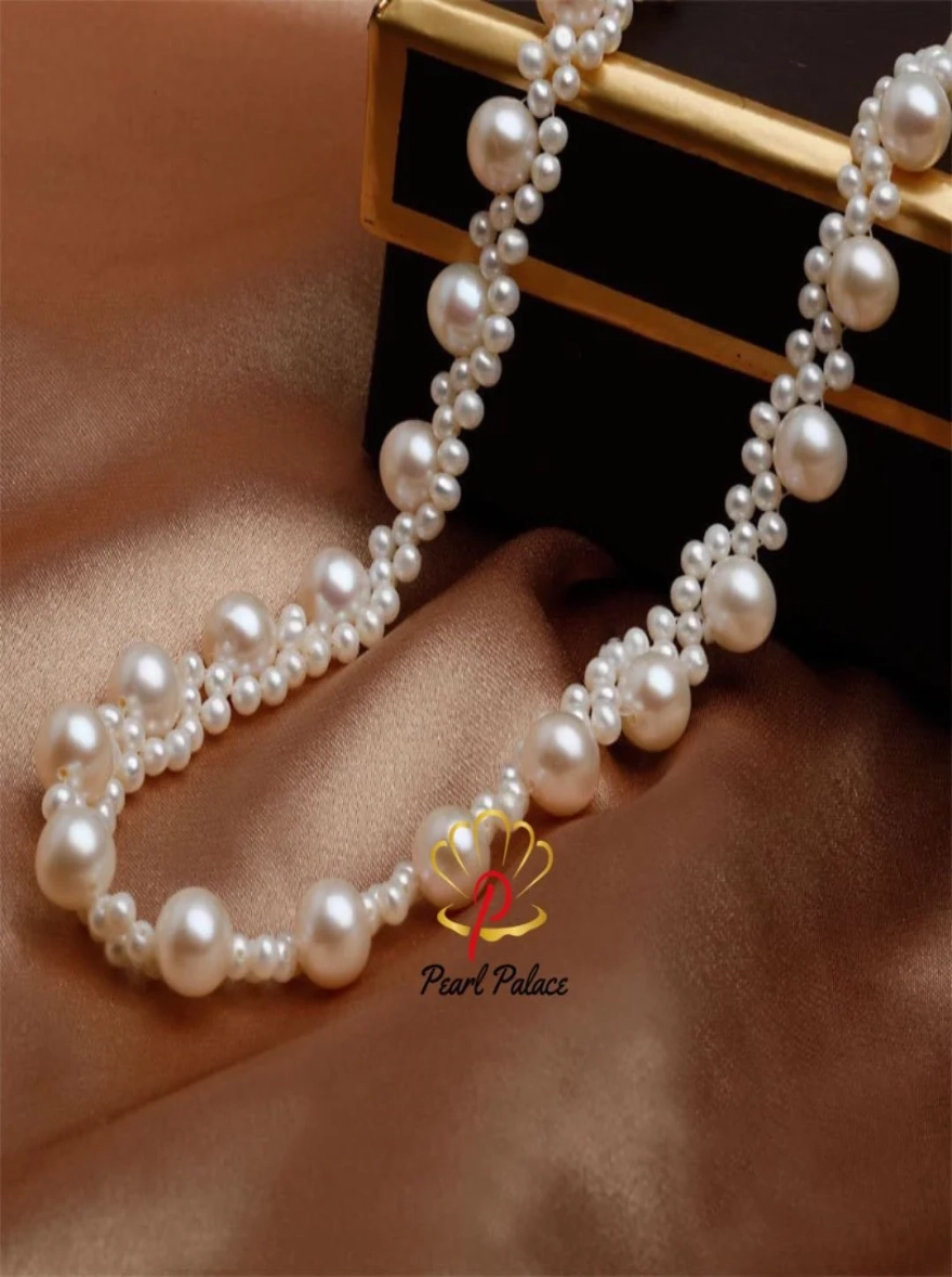 REAL PEARL Fashion Freshwater Pearl Necklace Party Wedding Necklace Handmade Jewelry.