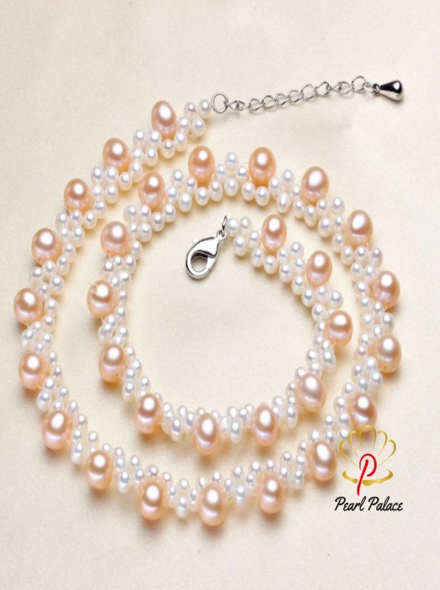 REAL PEARL Fashion Freshwater Pearl Necklace Party Wedding Necklace Handmade Jewelry.