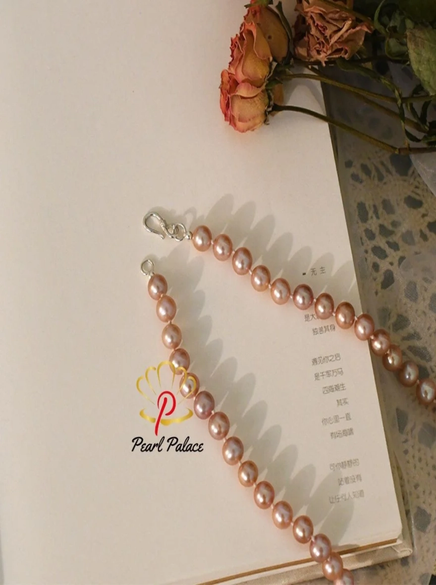 7-8mm Natural Freshwater Pearl Women's Necklace 925 Sterling Silver Wedding Jewelry Gift.