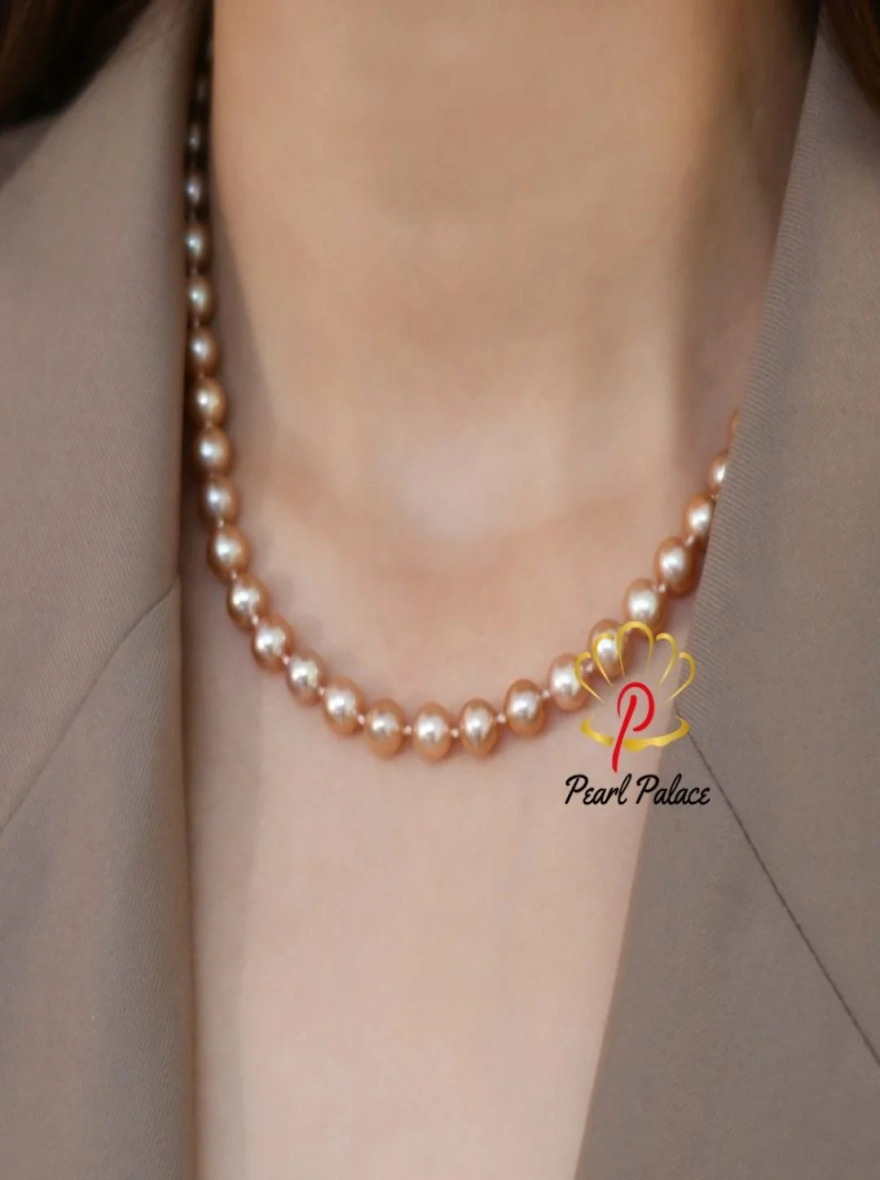 7-8mm Natural Freshwater Pearl Women's Necklace 925 Sterling Silver Wedding Jewelry Gift.