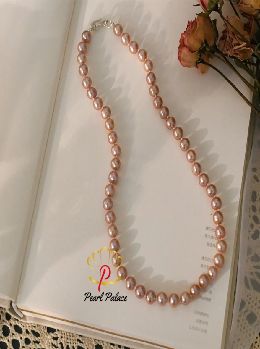 7-8mm Natural Freshwater Pearl Women's Necklace 925 Sterling Silver Wedding Jewelry Gift.