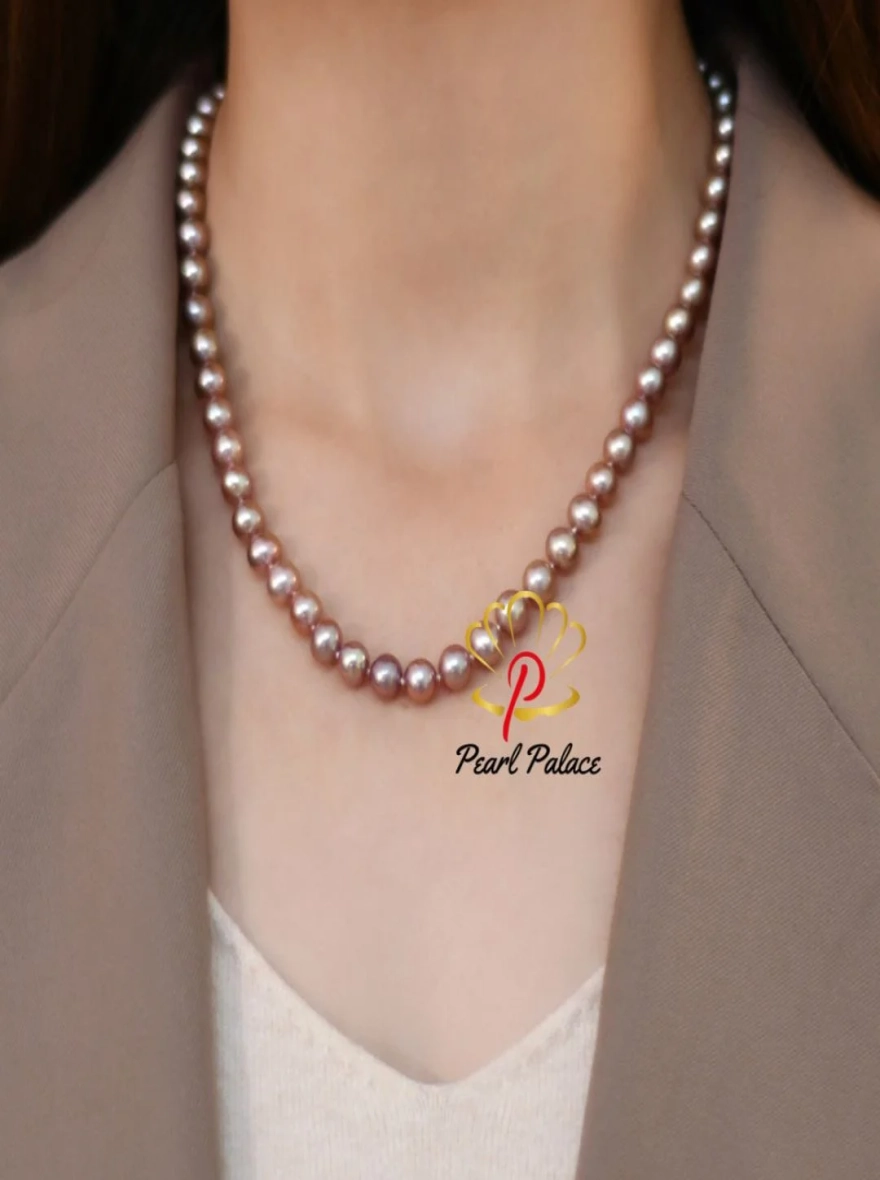 7-8mm Natural Freshwater Pearl Women's Necklace 925 Sterling Silver Wedding Jewelry Gift.