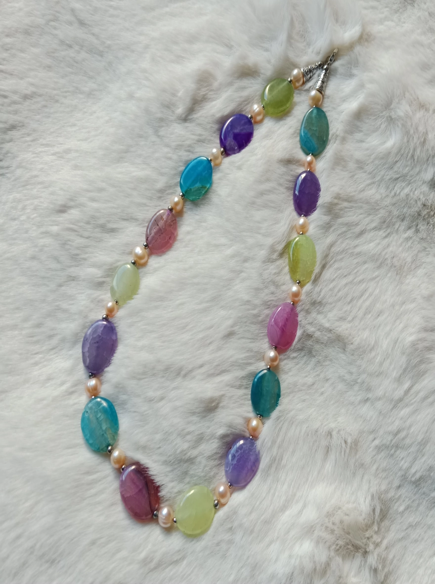 Original Pearl & Multicolor Stone combination Necklace 