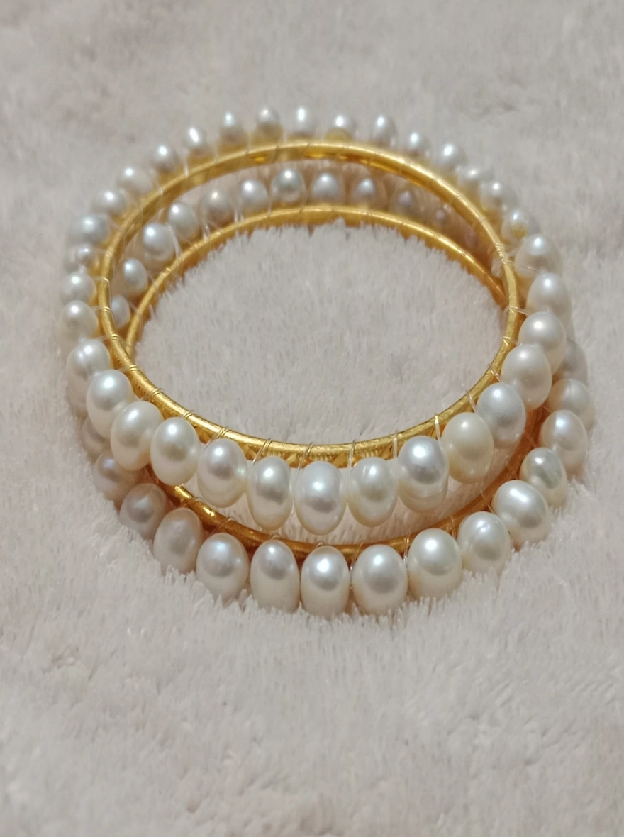 White Colour Fresh Water Pearl Bangle