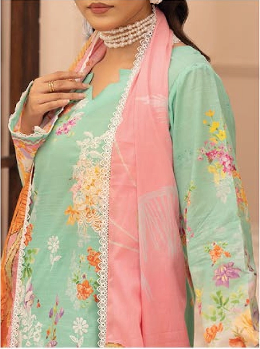 Mint Gardenia Embroidered 3-Piece Lawn Suit