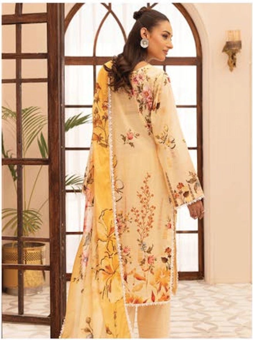 Sunlit Blossom Embroidered 3-Piece Lawn Suit