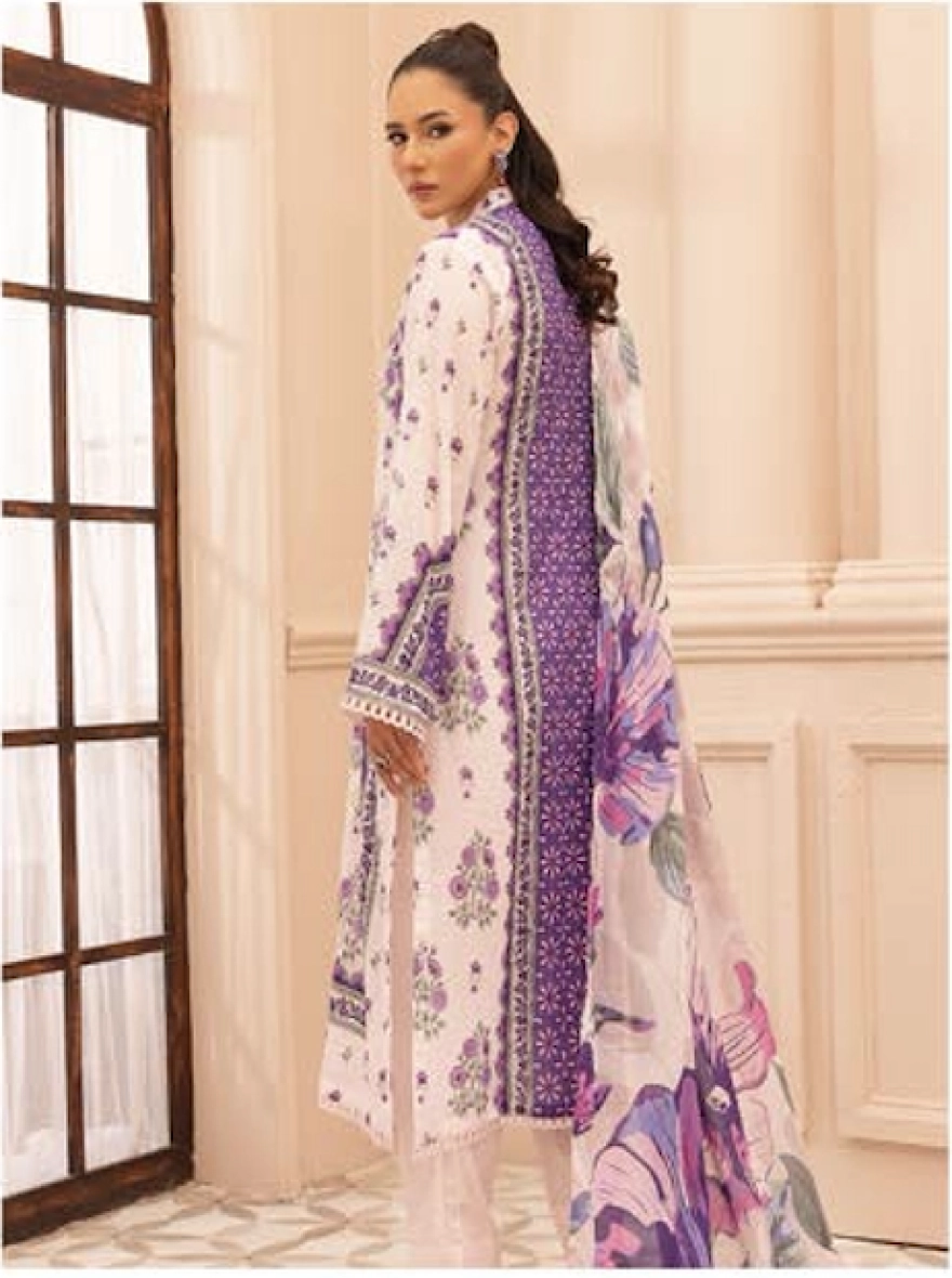 Lavender Grace Embroidered 3-Piece Lawn Suit