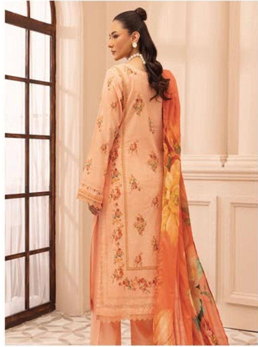 Peach Nectar Embroidered 3-Piece Lawn Suit