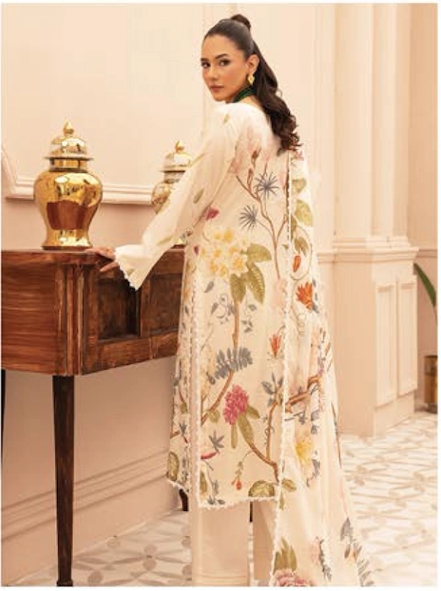 Ivory Botanica Embroidered 3-Piece Lawn Suit