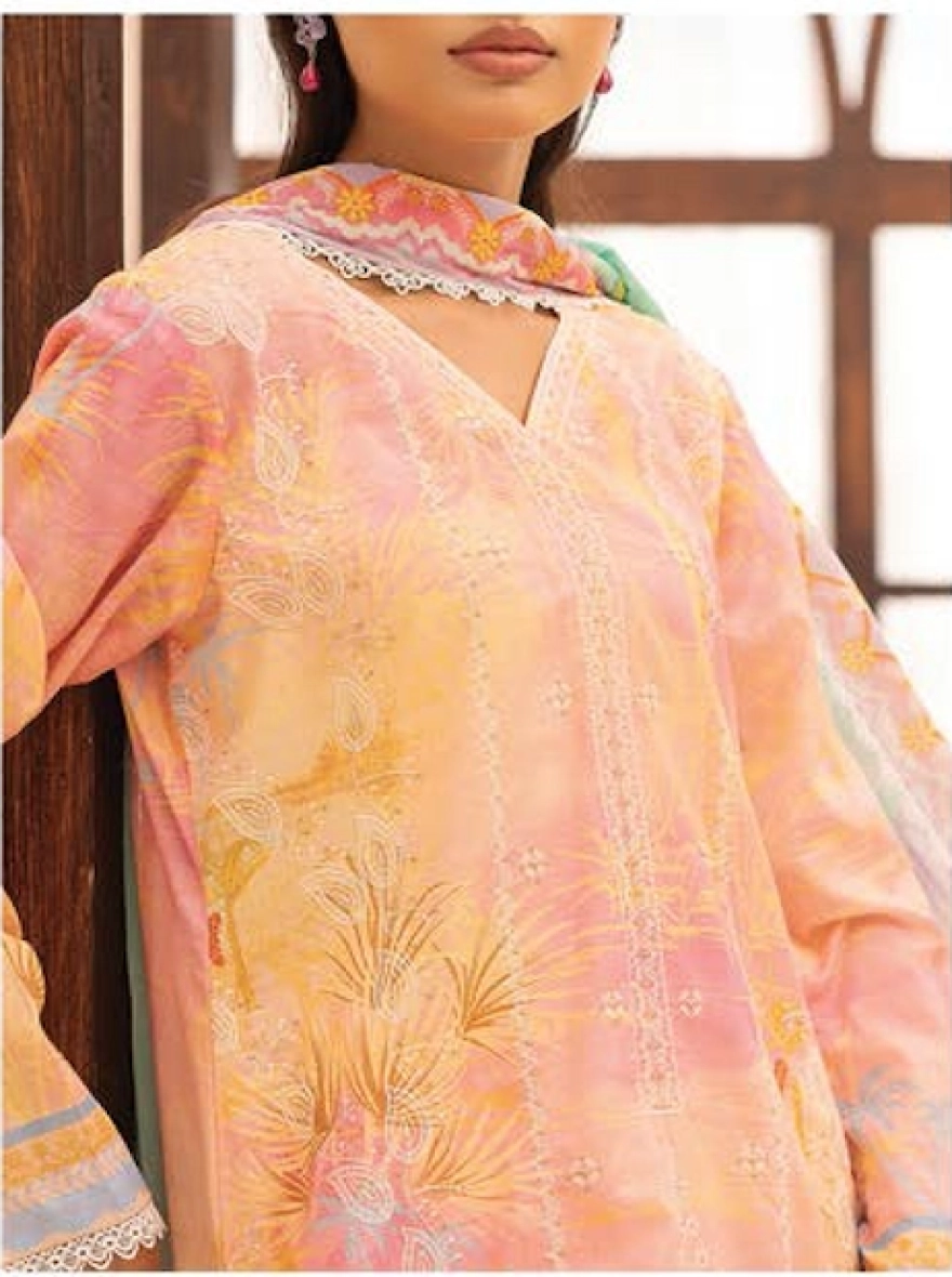 Sunset Haze Embroidered 3-Piece Lawn Suit