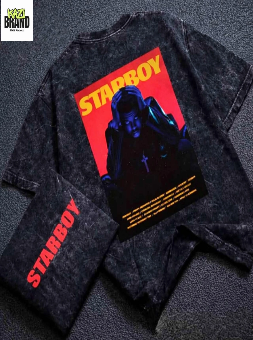 STARBOY" Acid Wash Premium Drop Shoulder T-Shirt