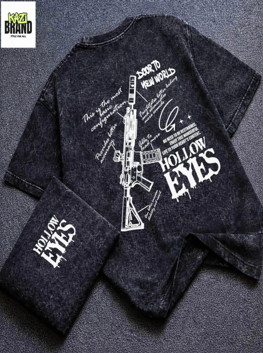 HOLLOW EYES RIFLE" Acid Wash Premium Drop Shoulder T-Shirt