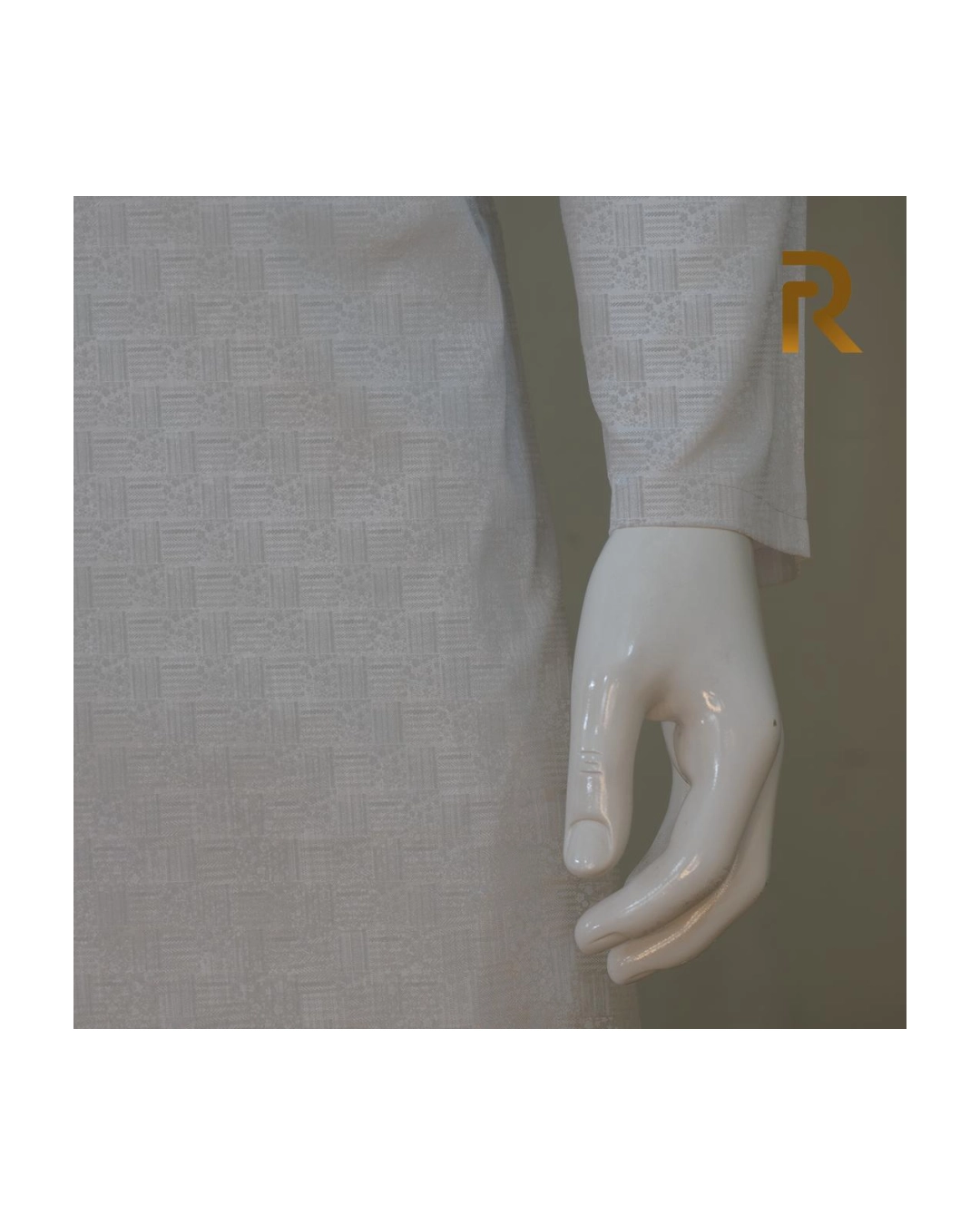 Soft White Print Premium Cotton Combo Panjabi with Designer Snap Buttons