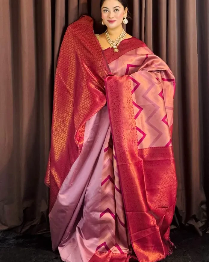 Mauve & Magenta Chevron Silk Saree