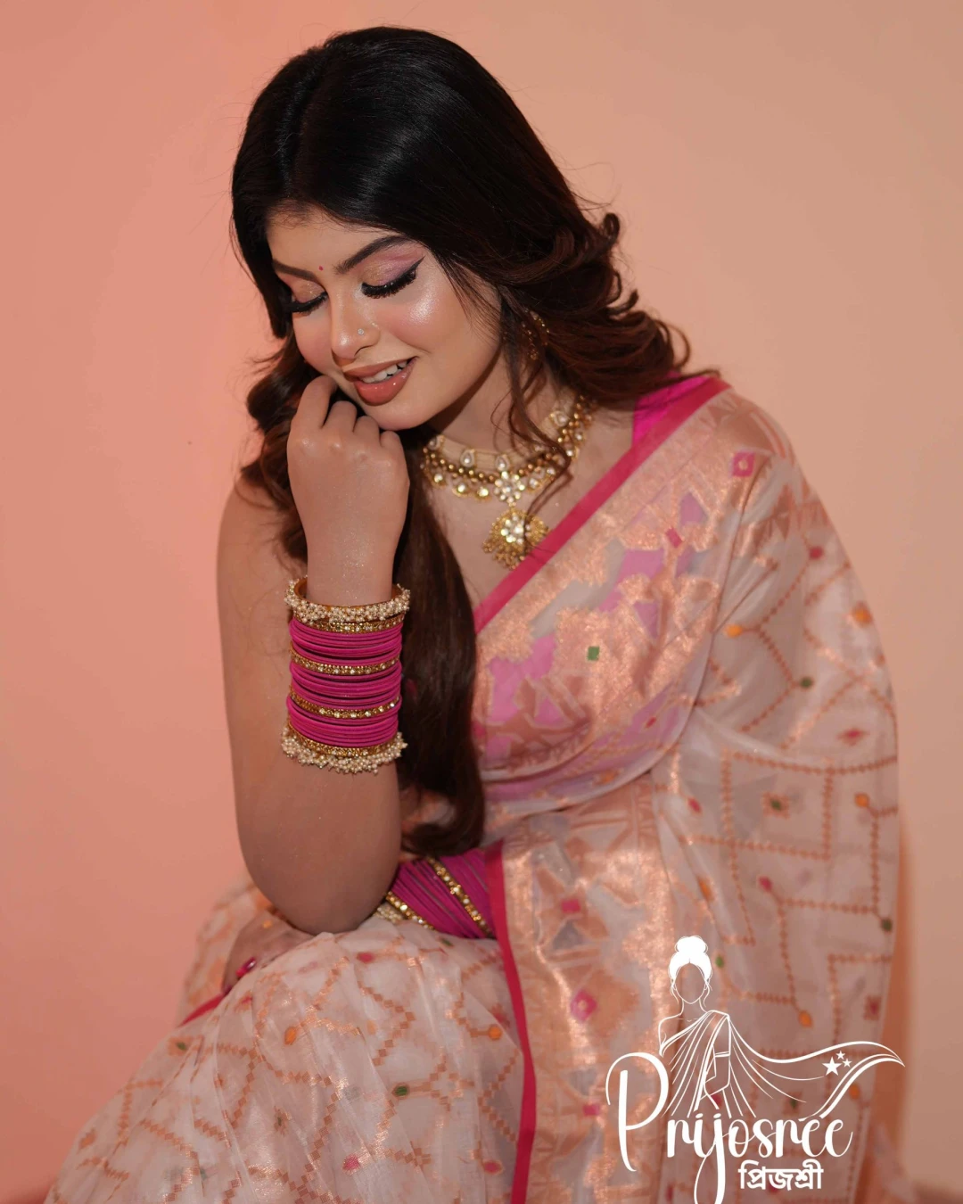 Prijosree Signature Collection | Muslim Silk Jamdani Saree – Off White